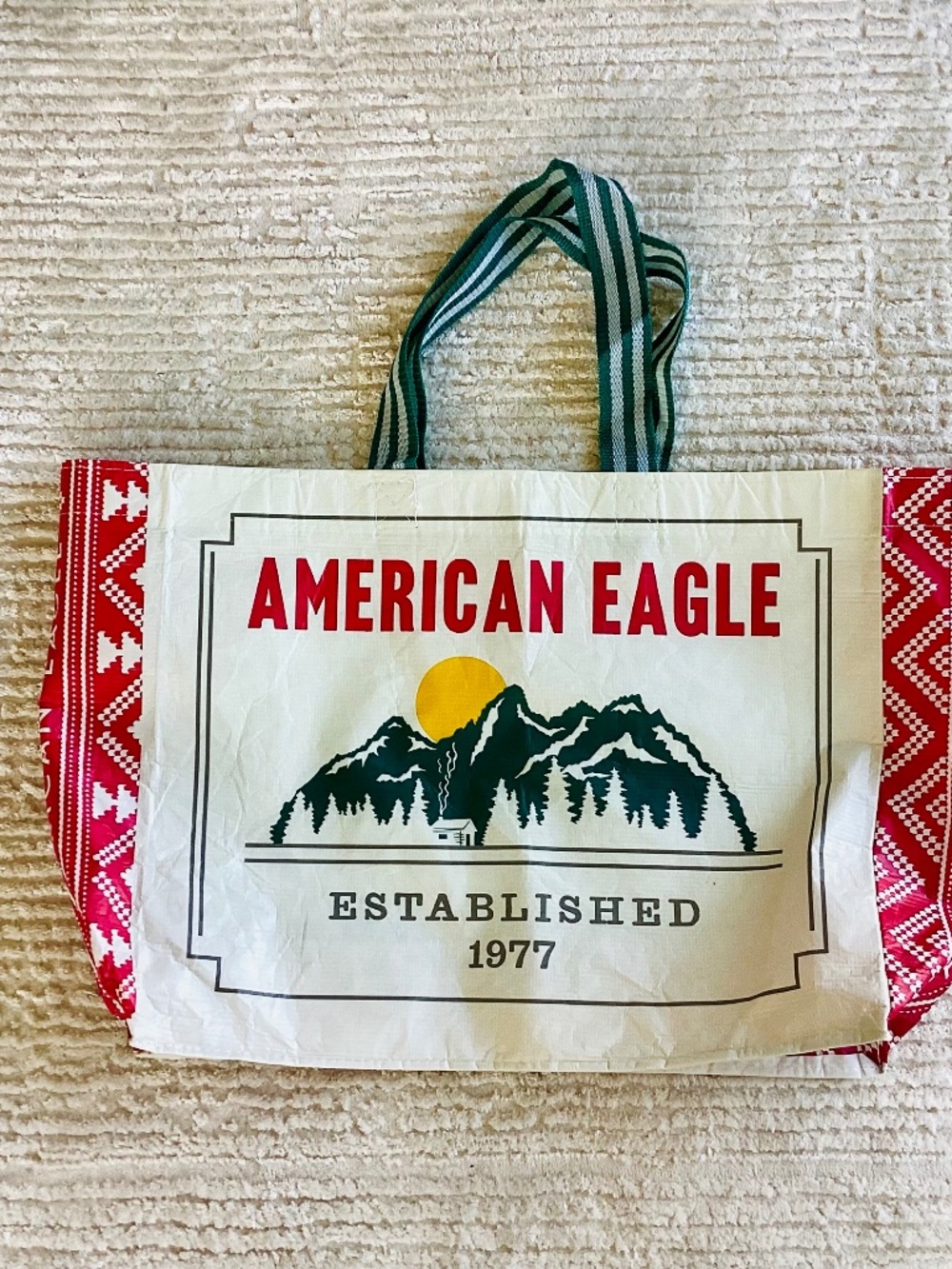 American Eagle Shopping Bag Mountains 20" Recycled Plastic Bottles Reuseable